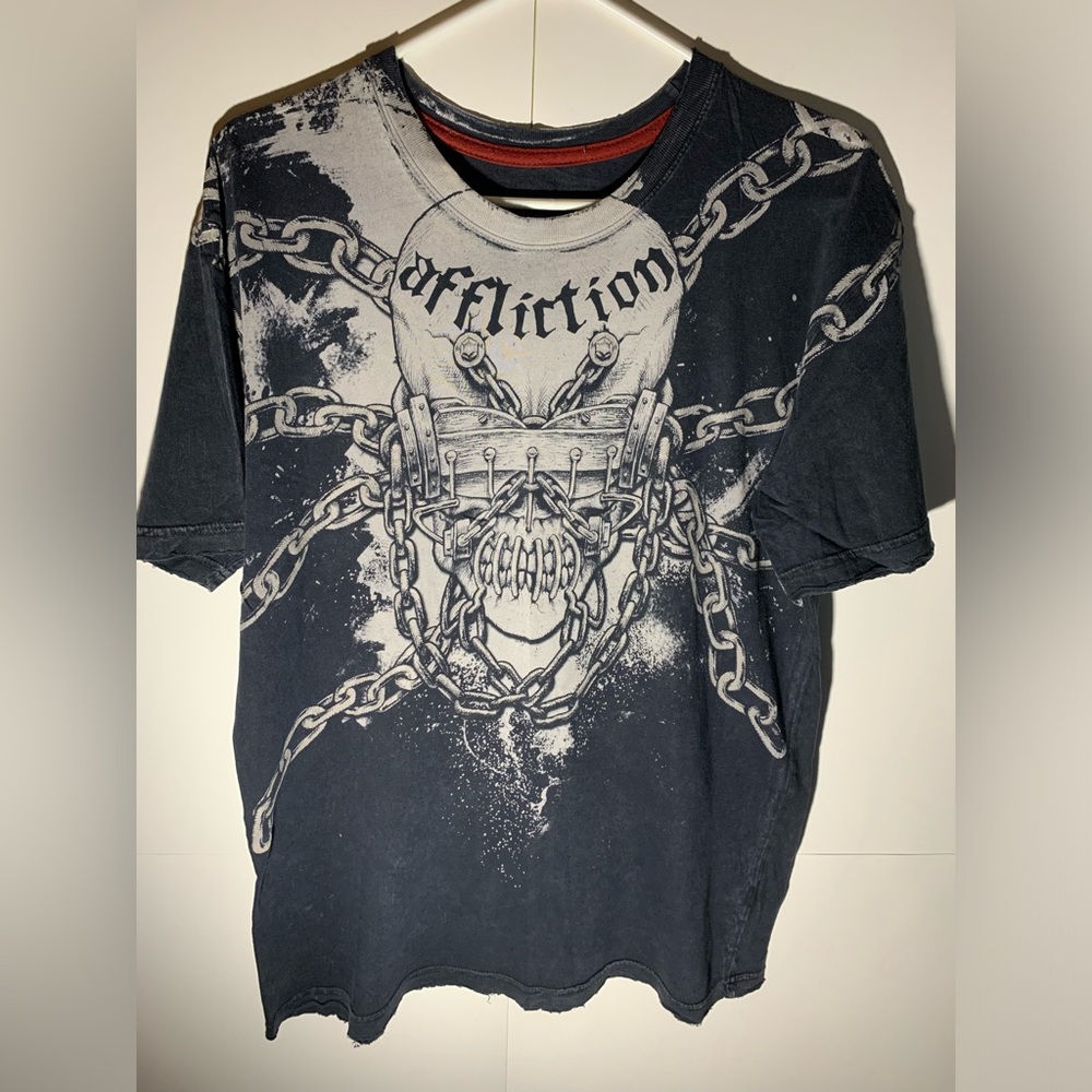 RARE Y2K affliction x megadeth distressed shirt